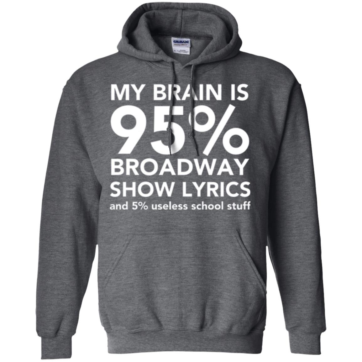 Musical T-shirt My Brain Is 95_ Broadway Show Lyrics And 5_ Useless School Stuff Dark Heather