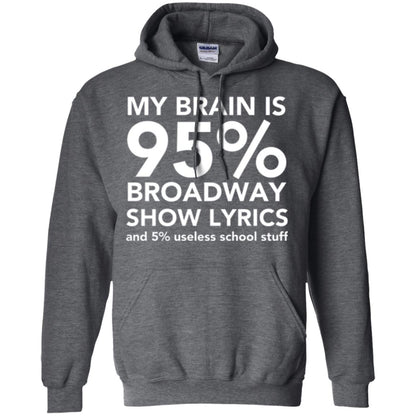 Musical T-shirt My Brain Is 95_ Broadway Show Lyrics And 5_ Useless School Stuff Dark Heather