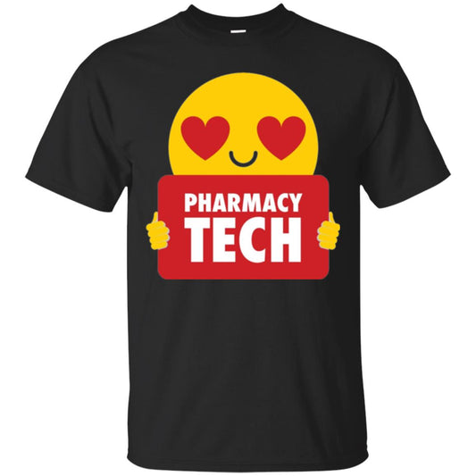 Pharmacy Tech T-shirt Heart Eye Emoji Black