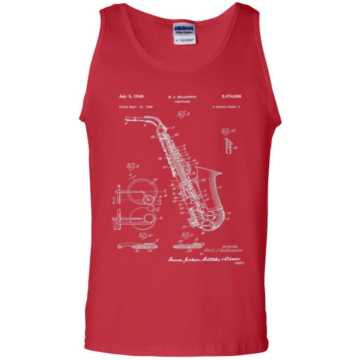 Saxophone Patent Graphic T-shirt Red