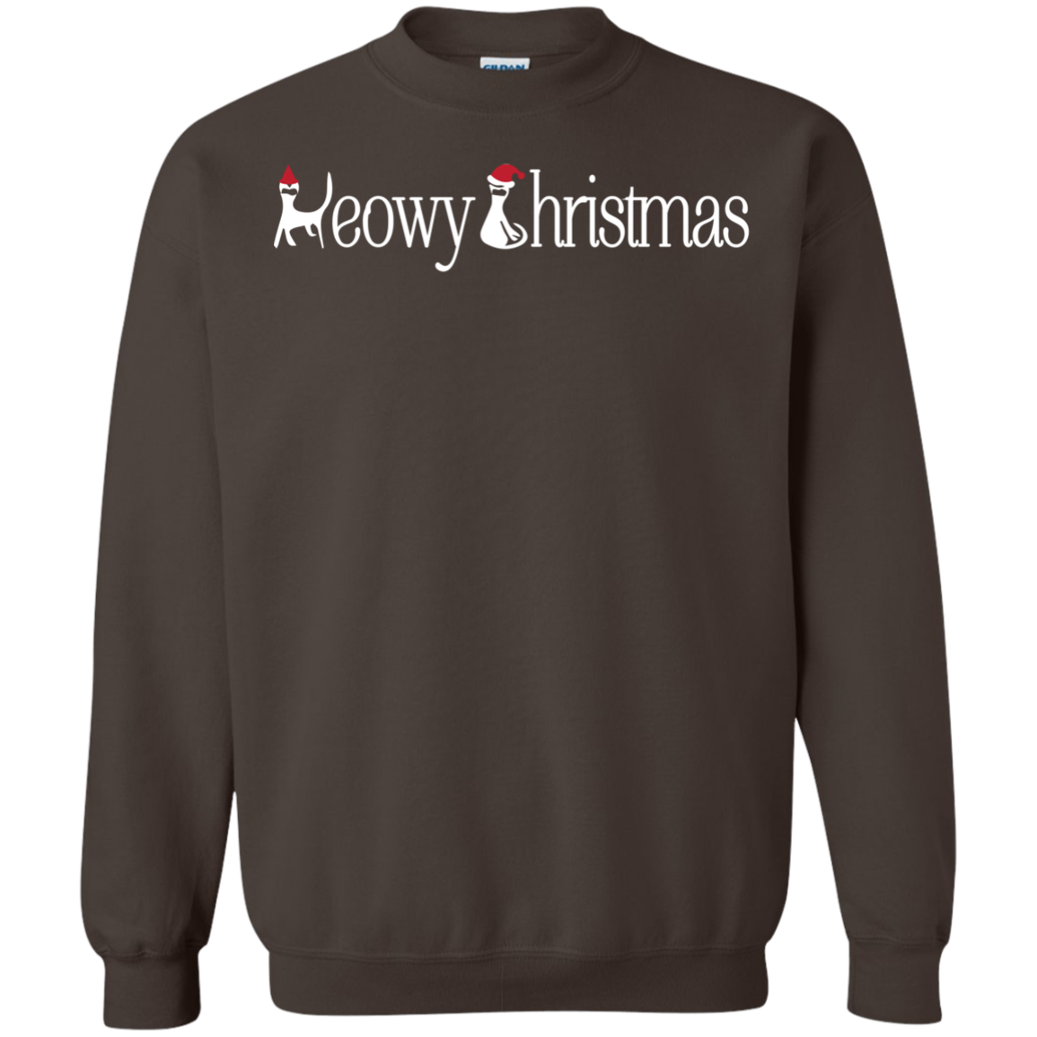 Christmas T-shirt Meowy Christmas Dark Chocolate