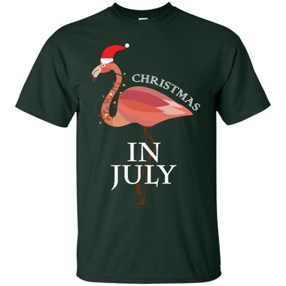 Flamingo With Santa_s Hat Christmas In July Xmas In Summer Shirt Forest