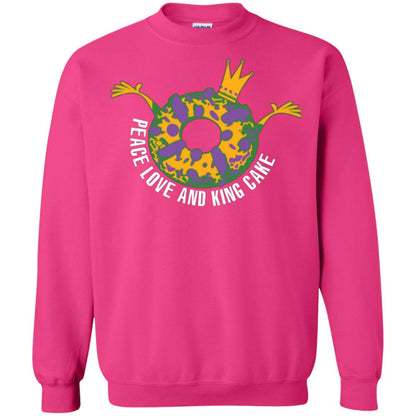 Mardi Gras T-shirt Peace Love And King Cake Heliconia