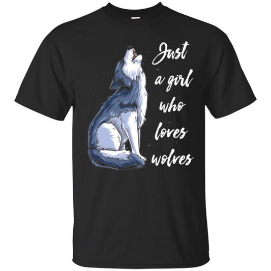Wolves Lovers T-shirt Just A Girl Who Loves Wolves Black