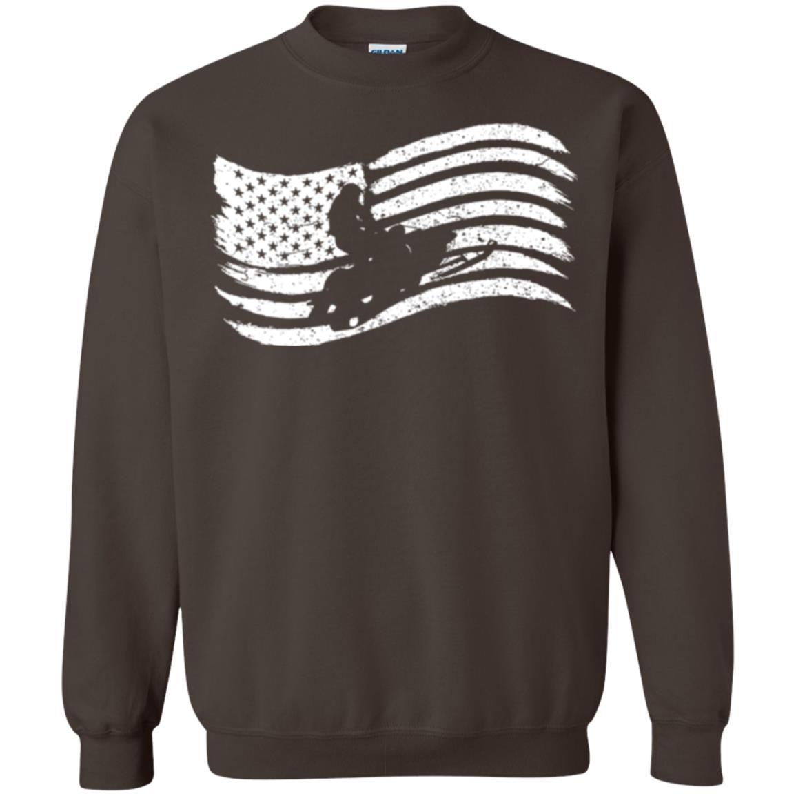 Snowmobile Rider T-shirt American Flag Dark Chocolate