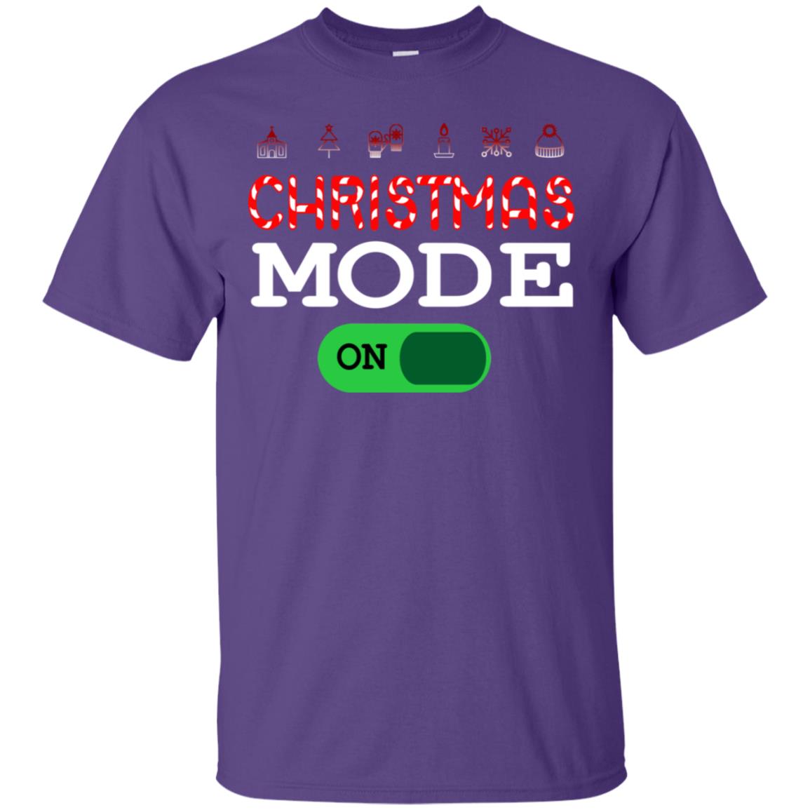 Mode On Christmas X-mas Gift Shirt For Mens Womens Kids Purple