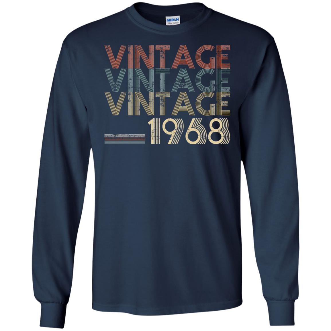Retro Classic Vintage Born In 1968 50th Birthday T-shirt Navy