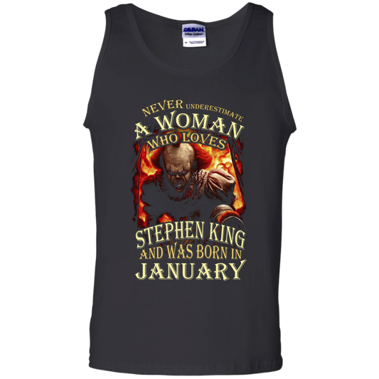 January T-shirt Never Underestimate A Woman Who Loves Stephen King Black