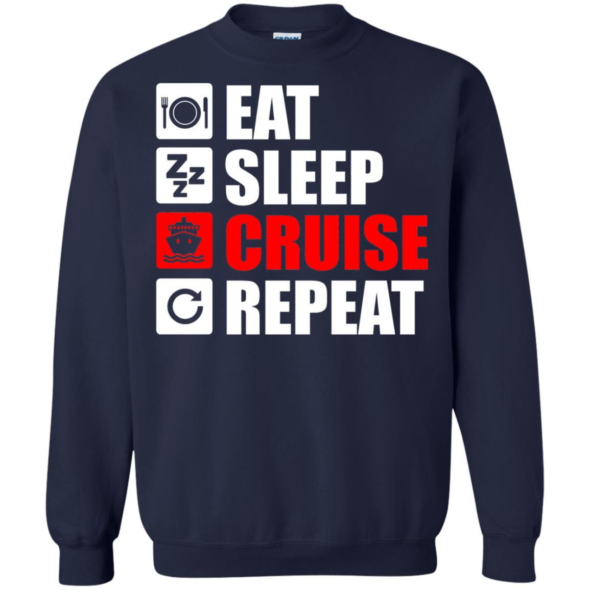 Eat Sleep Cruise Repeat Summer Vacation T-shirt Navy