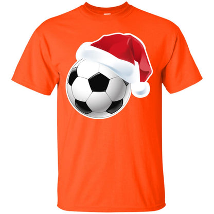 Soccer With Santa Claus Hat X-mas Shirt For Soccer Lovers Orange