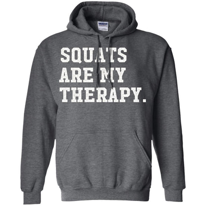 Funny Gym Workout T-shirt Squats Are My Therapy Dark Heather