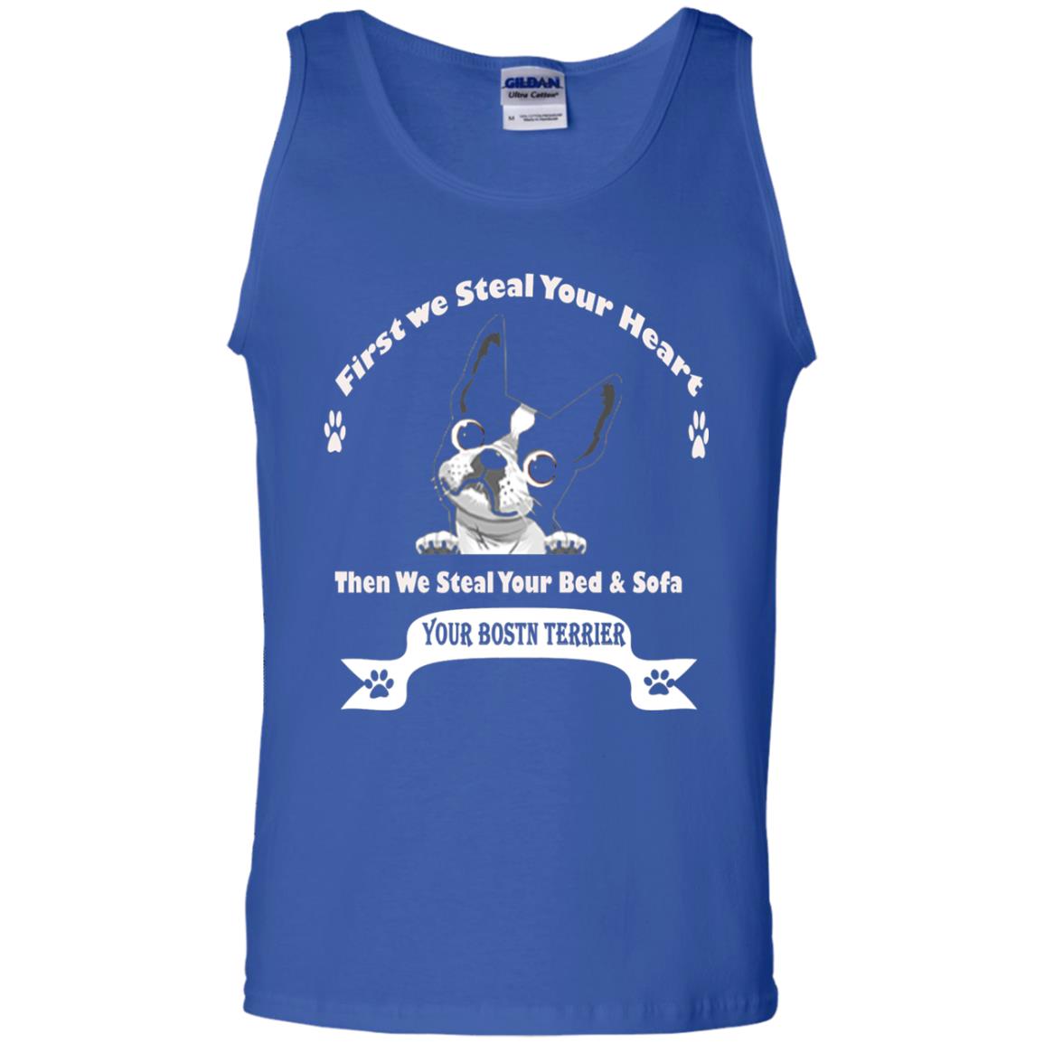 Frist We Steal Your Heart Boston Terrier T-shirt Royal