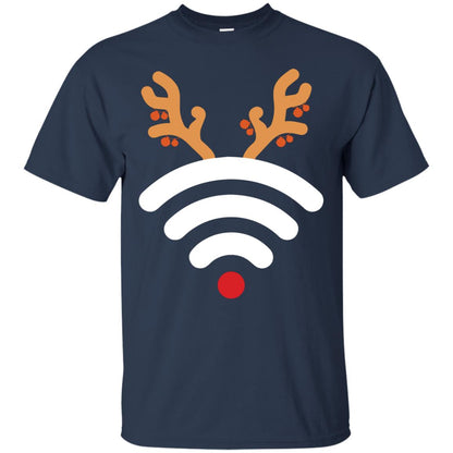 Wifi Signal Symbol Icon Reindeer X-mas Gift Shirt Navy