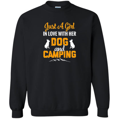 Just A Girl In Love With Her Dog And Camping Dog Lover T-shirt Black