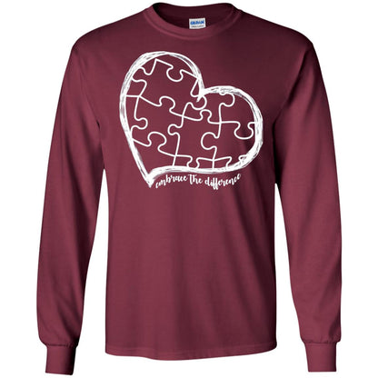 Autism Awareness Embrace Differences Shirt Maroon