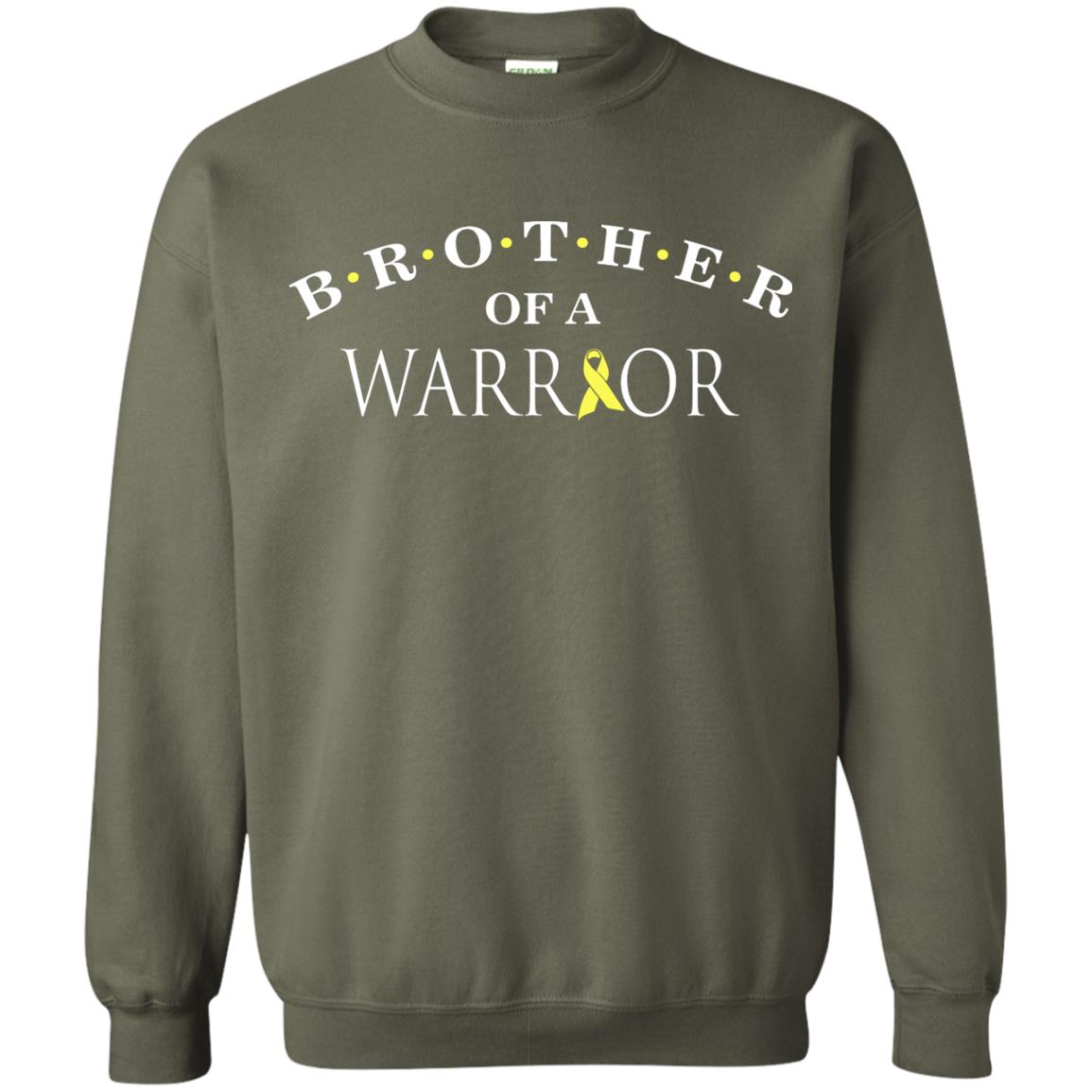 Brother Is A Warrior Childhood Cancer Awareness T-shirt Military Green