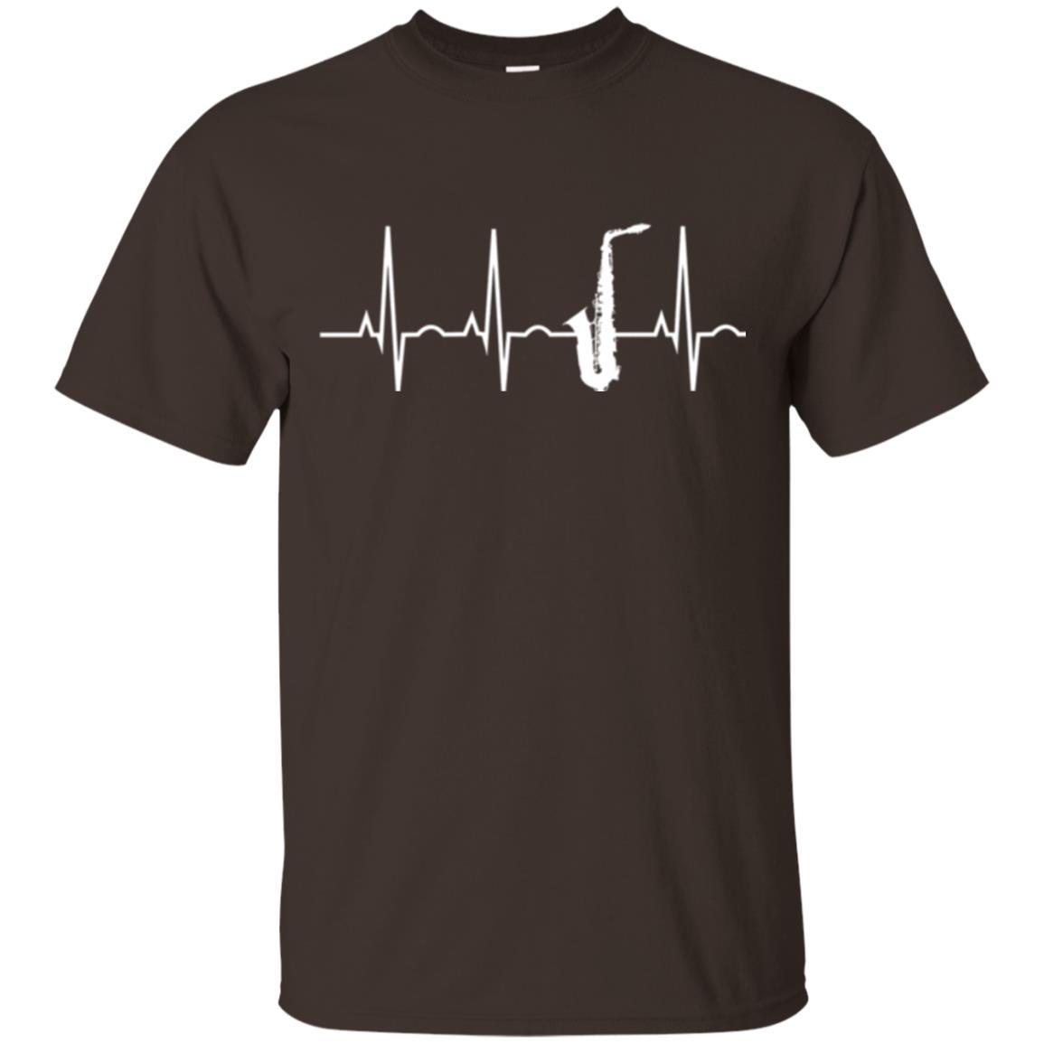 Saxophone Player T-shirt Saxophone Heartbeat T-shirt Dark Chocolate