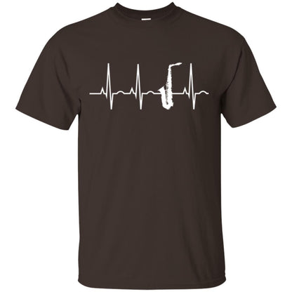 Saxophone Player T-shirt Saxophone Heartbeat T-shirt Dark Chocolate