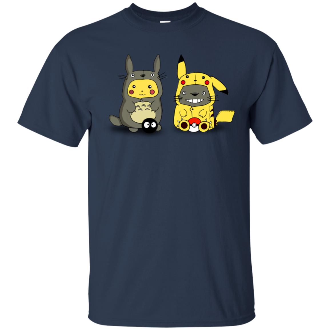 Pikachu Cosplay Totoro And Totoro Cosplay Pikachu T-shirt Navy