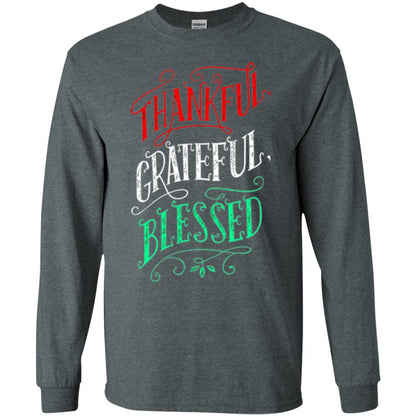 New Year T-shirt Grateful Thankful Blessed Dark Heather