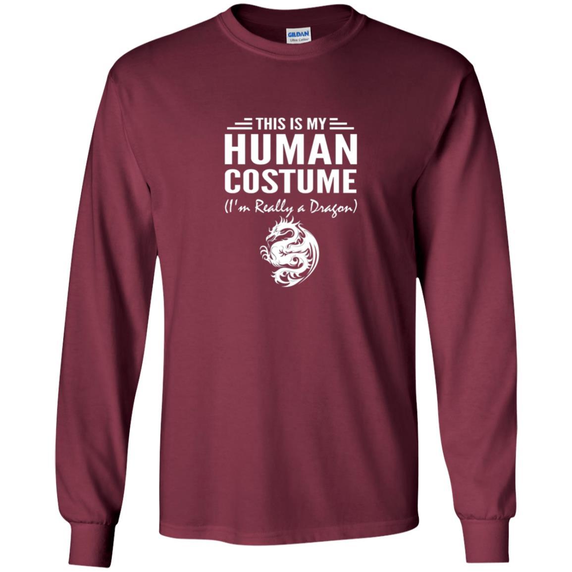 Dargon T-shirt This Is My Human Costume I'm Really A Dragon Maroon