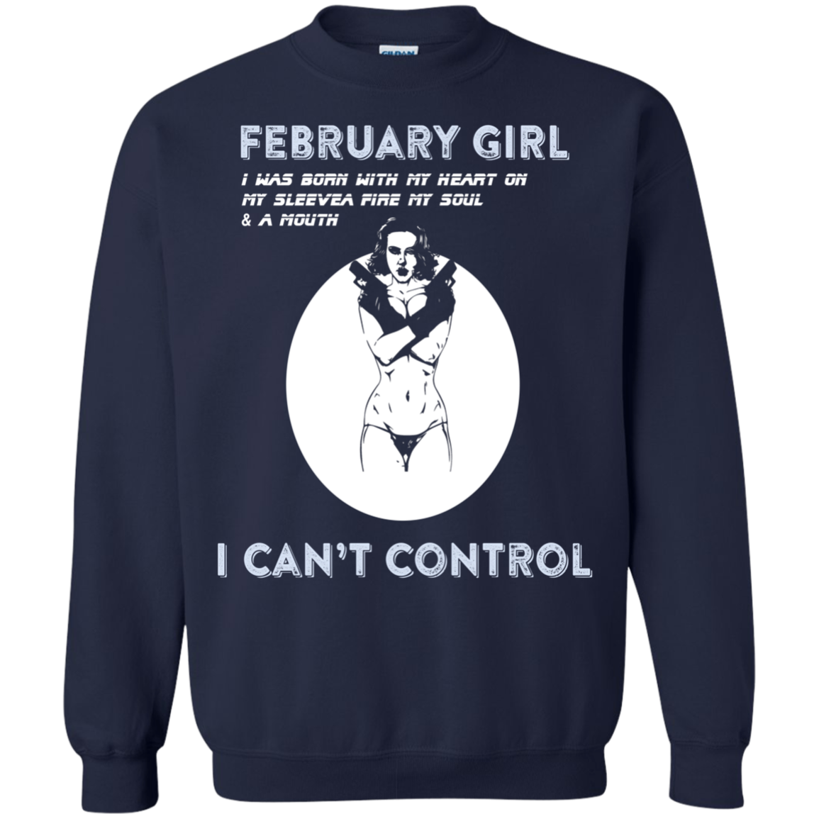 February Girl I Was Born With My Heart T-shirt Navy