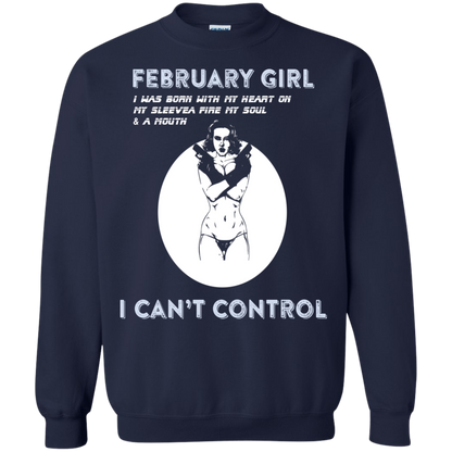 February Girl I Was Born With My Heart T-shirt Navy
