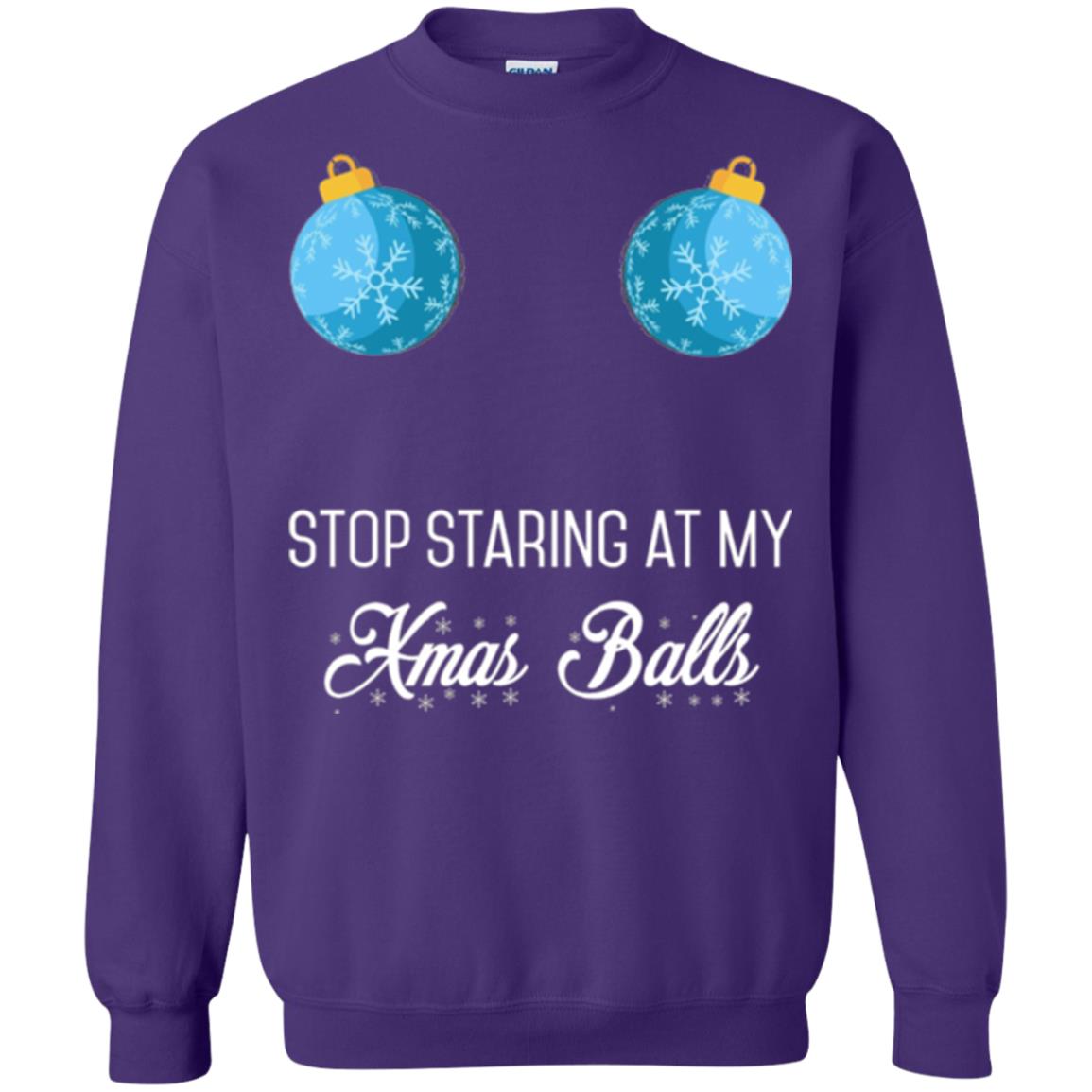 Christmas T-shirt Stop Staring At My Xmas Balls Purple