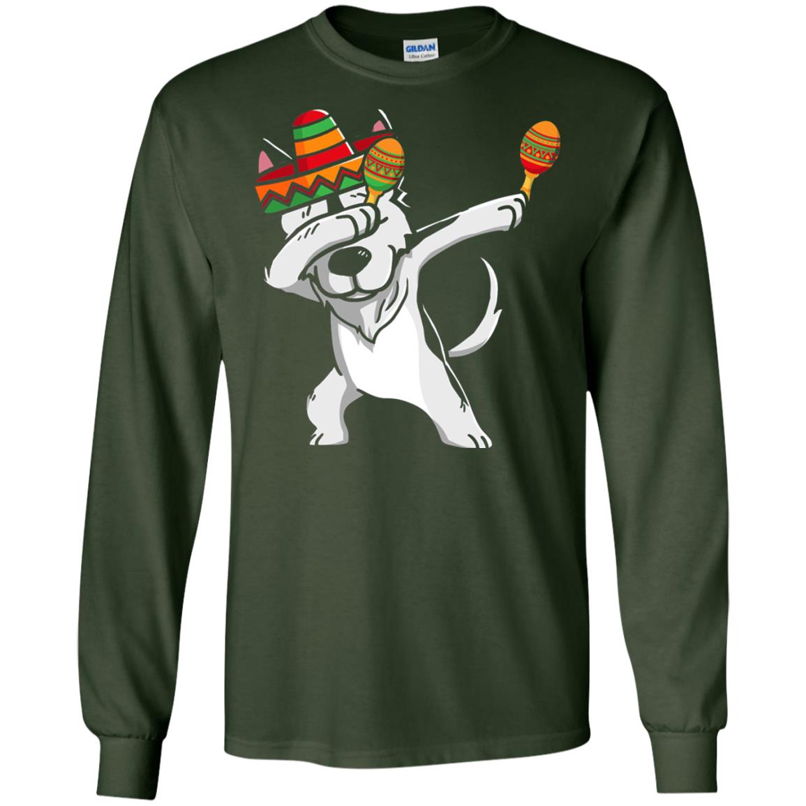 Dabbing Husky Funny Cinco De Mayo T-shirt Forest Green