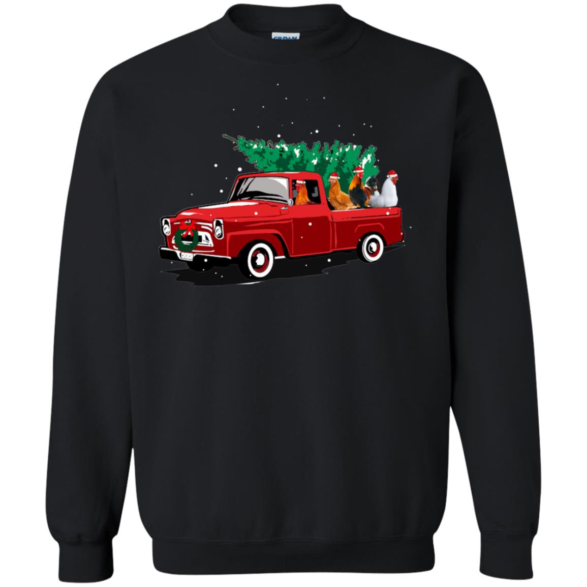 Chickens On Car Merry Christmas Gift Shirt For Mens WomensG180 Gildan Crewneck Pullover Sweatshirt 8 oz.