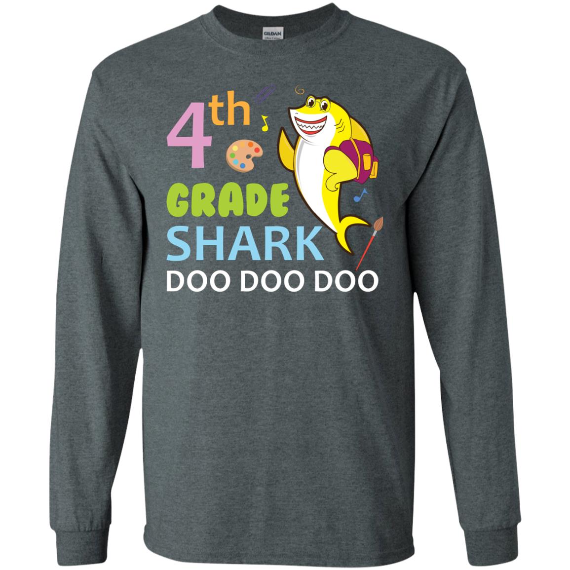 4th Grade Shark Doo Doo Doo Back To School T-shirt Dark Heather