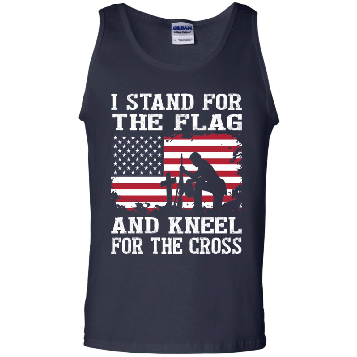 I Stand For The Flag And Kneel For The Cross Military T-shirt Navy