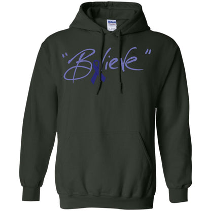 Colon Cancer Awareness Shirt Dark Blue Ribbon Believe Forest Green