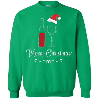 Christmas T-shirt Merry Christmas With Wine Botle And Glass Wine Irish Green