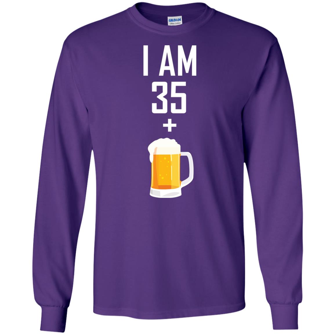 I Am 35 Plus 1 Beer 36th Birthday T-shirt Purple