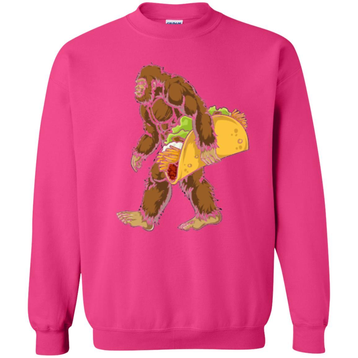 Camping T-shirt Bigfoot Sasquatch Carrying Taco Heliconia