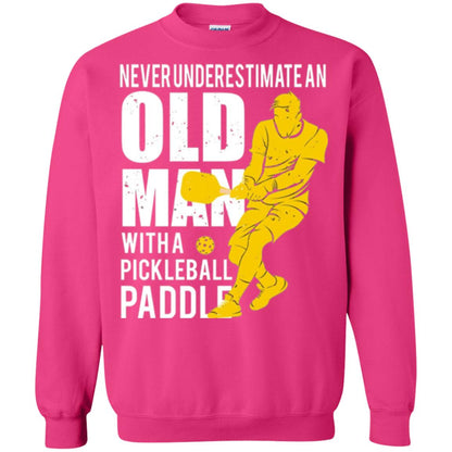 Pickleball T-shirt Never Underestimate Old Man With Pickleball Paddle Heliconia