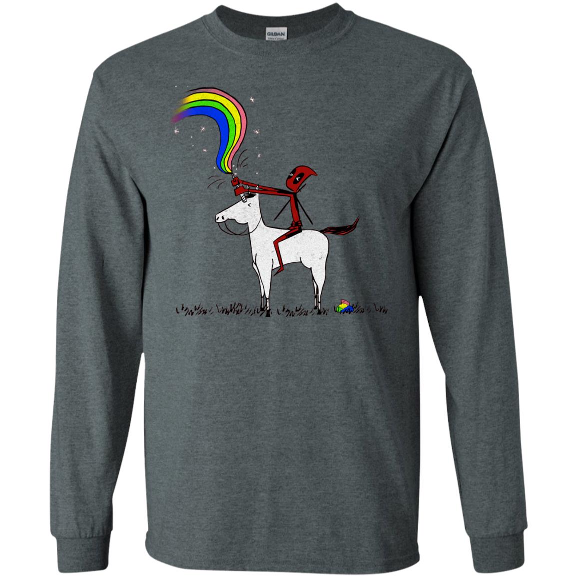 Deadpool With Unicorn Movie T-shirt Dark Heather