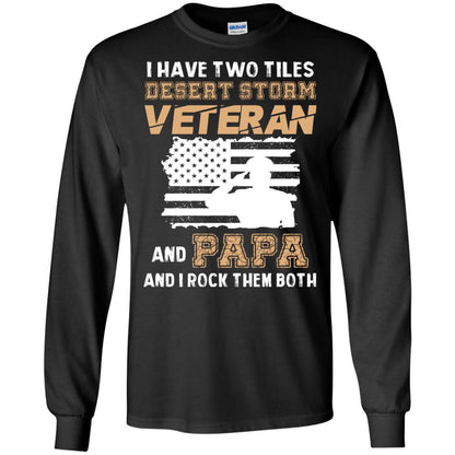 Veteran And Papa And I Rock Them Both Veteran Papa Shirt Black