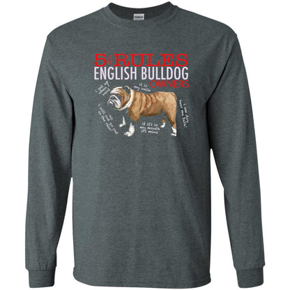 5 Rules For English Bulldog Owners Dog Lover Shirt Dark Heather