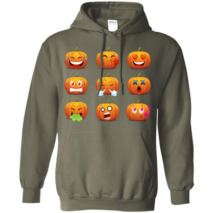 Funny Pumpkins Emoji Halloween Gift Shirt Military Green