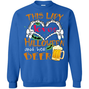 This Girl Loves Halloween And Her Beer Funny Halloween Shirt For Beer LoversG180 Gildan Crewneck Pullover Sweatshirt 8 oz.