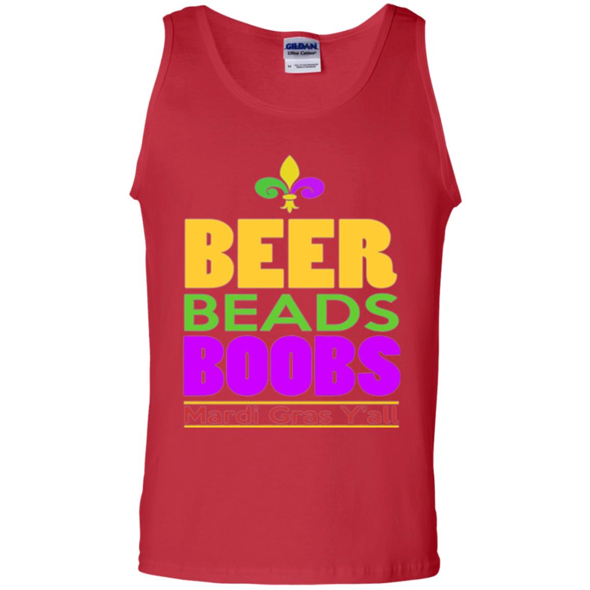 Funny Mardi Gras T-shirt Beer Beads Boobs Mardi Gras Y_all Red