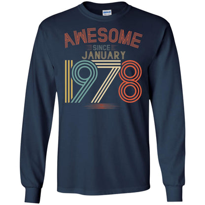 Funny 40th Birthday T-shirt Awesome Since January 1978 Navy