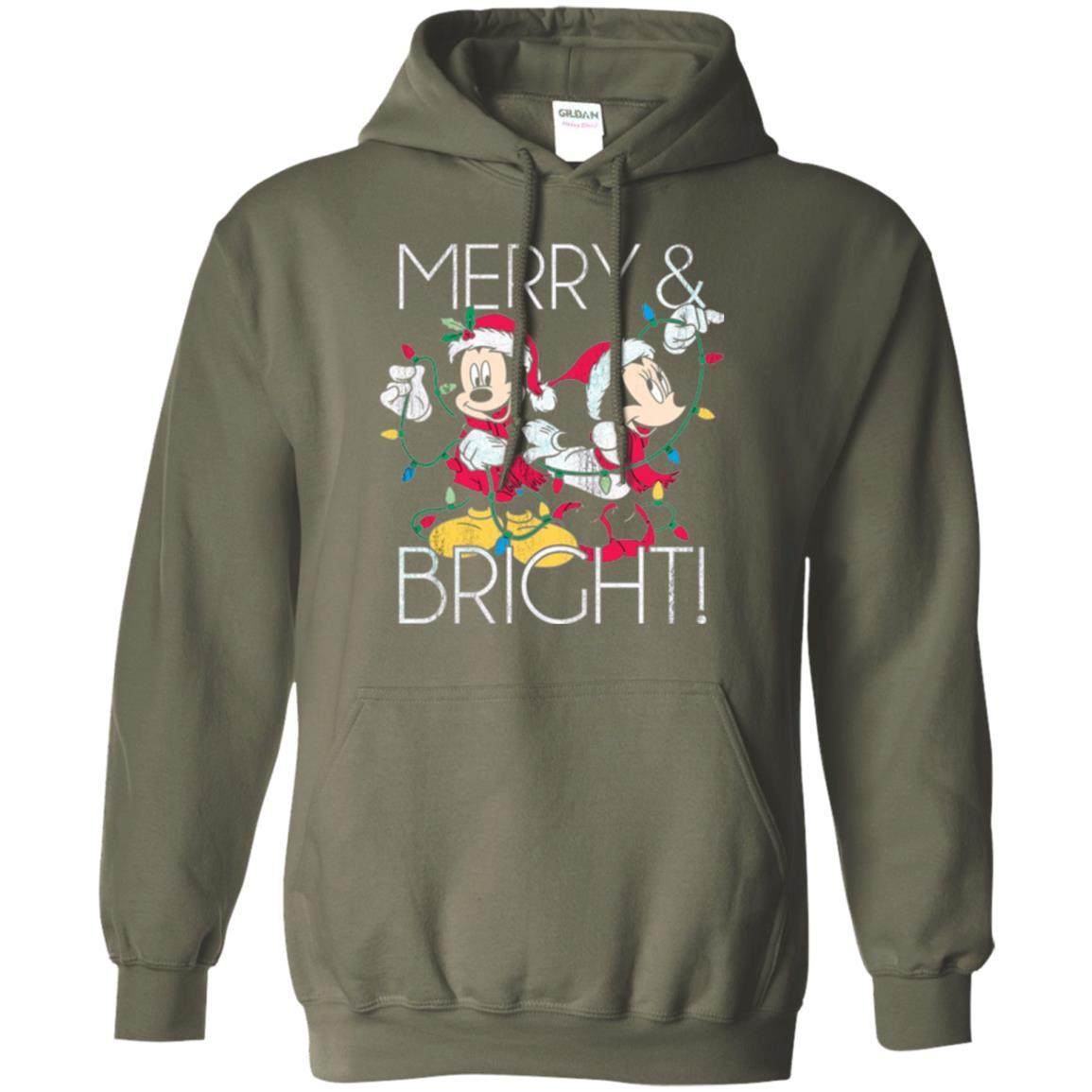 Disney Mickey Mouse T-shirt Merry And Bright Christmas Military Green