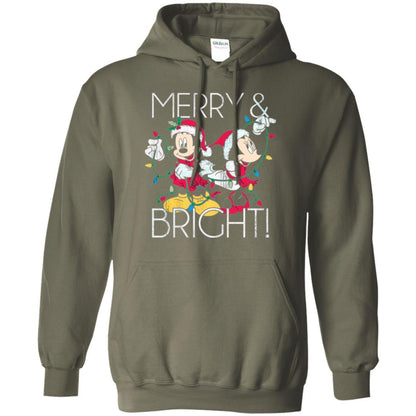 Disney Mickey Mouse T-shirt Merry And Bright Christmas Military Green