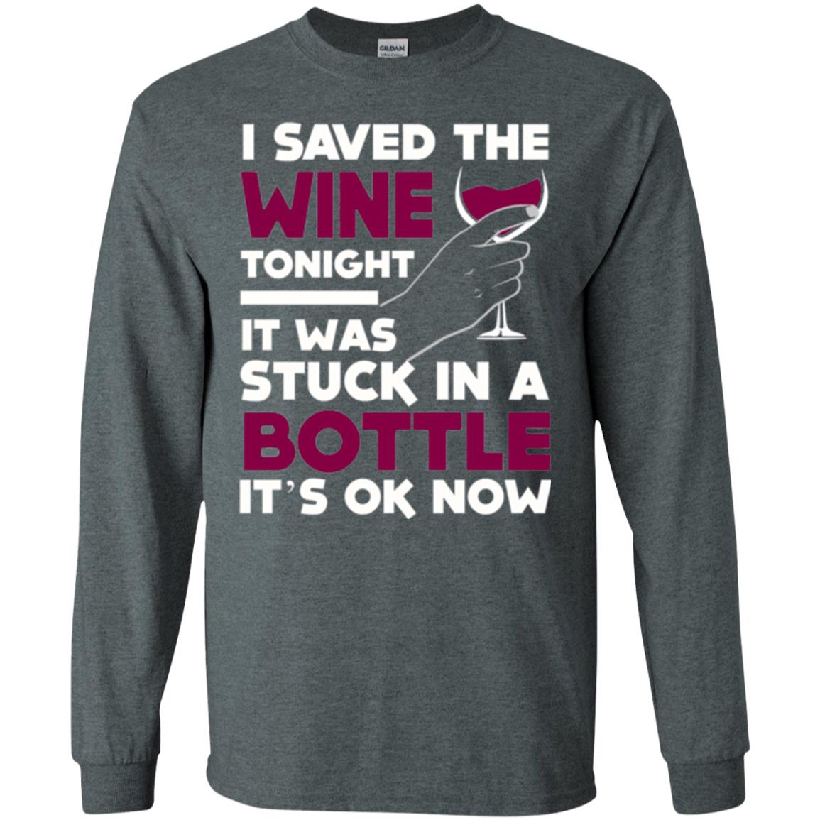 Funny Wine T-shirt I Save The Wine Tonight Dark Heather
