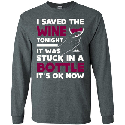 Funny Wine T-shirt I Save The Wine Tonight Dark Heather
