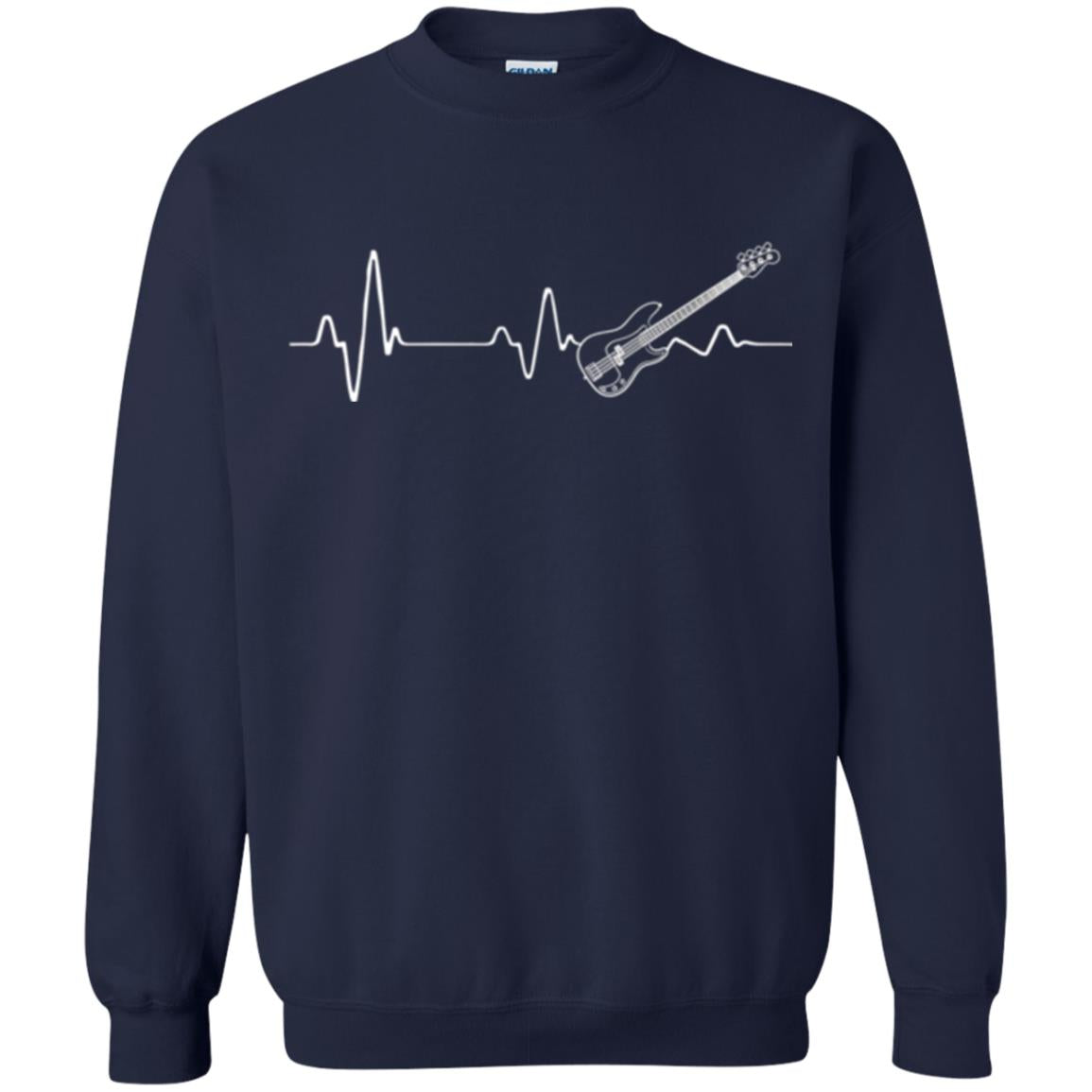 Bass Guitar Lovers T-shirt Heartbeat Navy