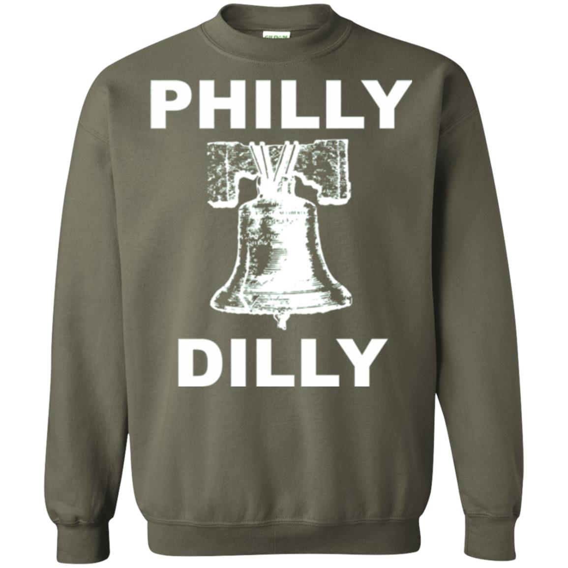 Football T-shirt Philly Dilly With Liberty Bell And Crack Philadelphia Military Green